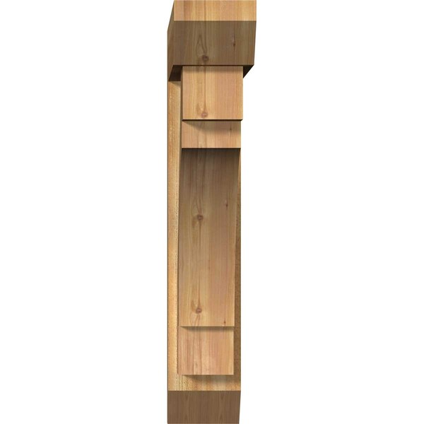 Merced Slat Rough Sawn Bracket W/ Offset Brace, Western Red Cedar, 8W X 36D X 44H